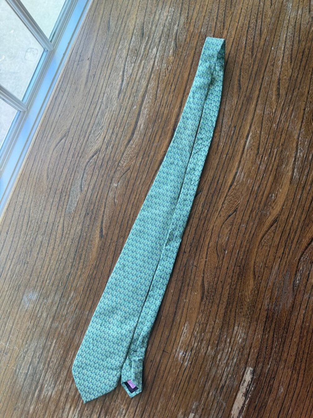 Vineyard Vines Green Sailboat Print Silk Tie
